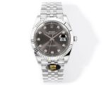 Rolex Datejust 3235 Movement 41mm 904L Steel Fluted Bezel Grey Face Jubilee Band Watch